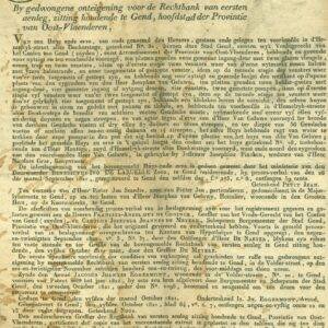 Verkooping Huys den Hovaere 1821