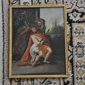 Bespottting van Christus, 18de eeuw, Schilderij achter glas